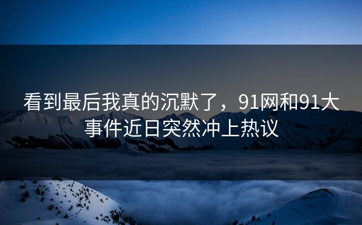 看到最后我真的沉默了，91网和91大事件近日突然冲上热议